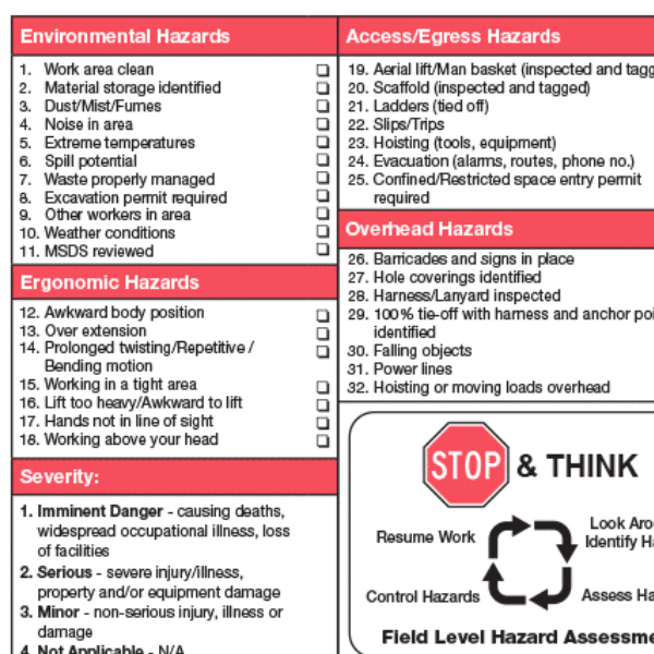 Field Level Hazard Assessment Page 2 - Golden Safety